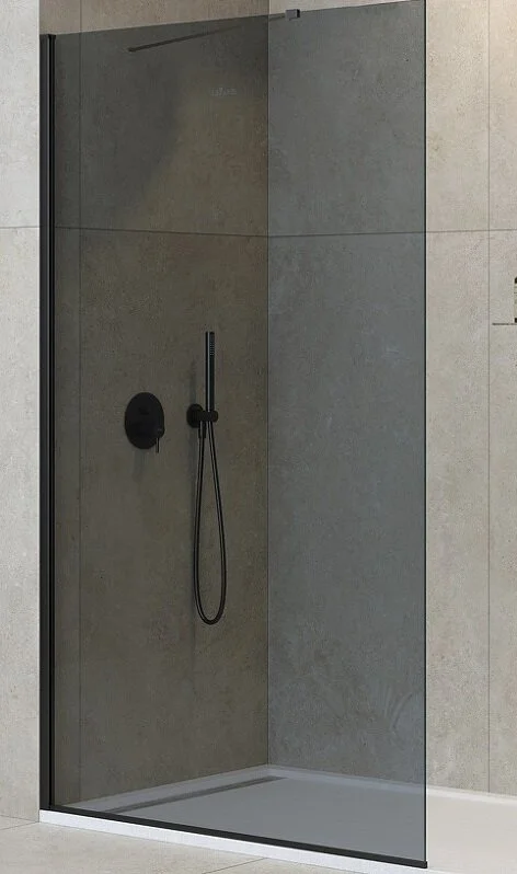 Душевая перегородка Cezares Liberta 120 см стекло графит, профиль черный - фото 1