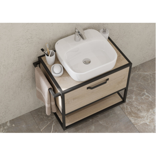 Тумба под раковину подвесная Акватон Лофт Фабрик 65 см дуб эндгрейн, окрашенные, под дерево - фото 9