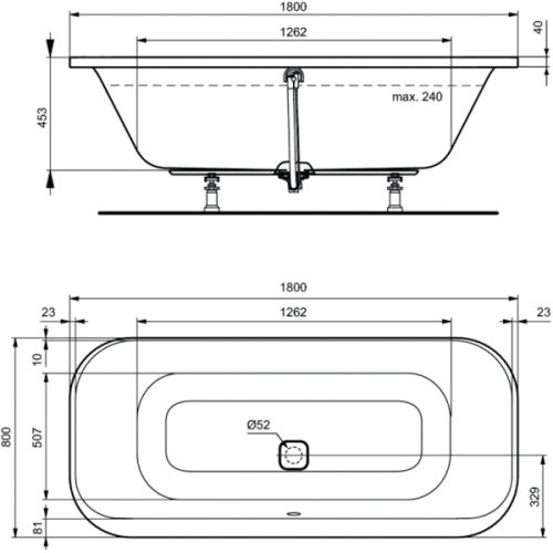 Ванна акриловая Ideal Standard Tonic II K7472 180х80 см встраиваемая - фото 3