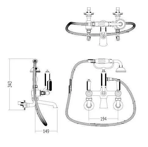 Смеситель для ванны с лейкой и шлангом Devon&Devon Dandy MARF40M - фото 3