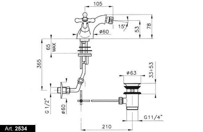 Смеситель для биде Nicolazzi Nuova Brenta 2534 - фото 2