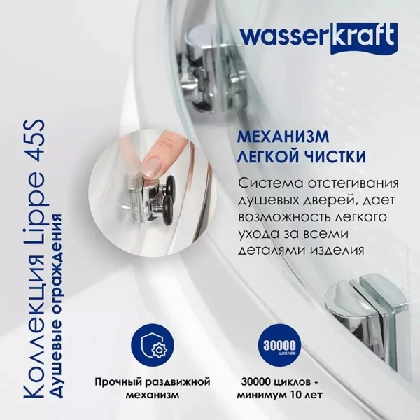 Душевая дверь в нишу WasserKRAFT Lippe 160 см профиль хром, стекло прозрачное, в нишу, стеклянные - фото 5