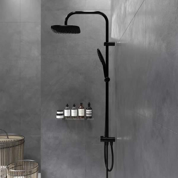 Душевая стойка Damixa Origin Evo с верхним и ручным душем, черная, черные - фото 3