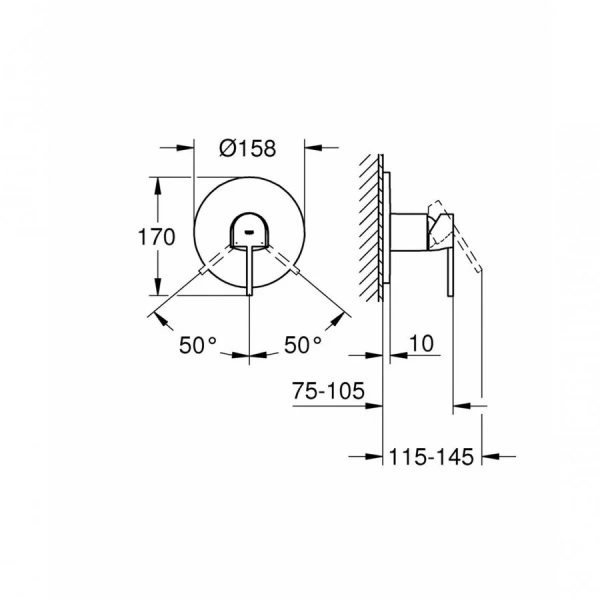 Смеситель для душа встраиваемый Grohe Plus 24059003 - фото 2