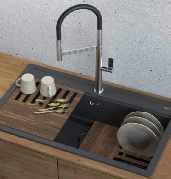 Мойка для кухни Omoikiri Kitagawa 100-GB 100 см графит, прямоугольной формы - фото 4