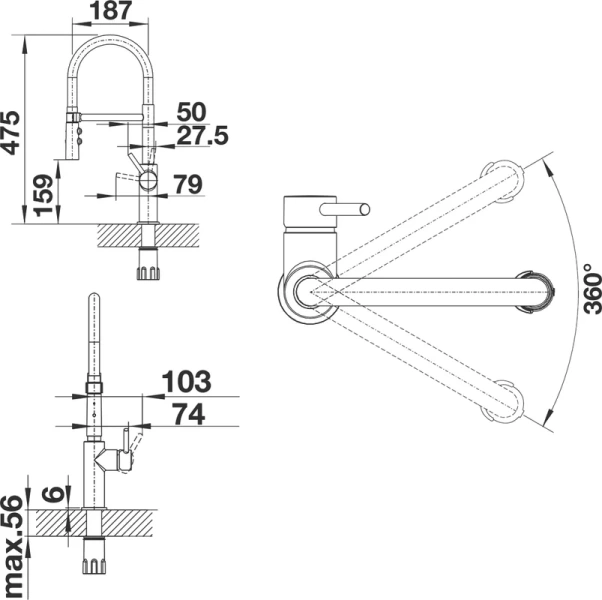 Смеситель для кухни Blanco Catris-S нержавеющая сталь - фото 3