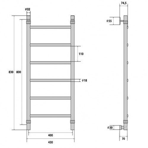 Полотенцесушитель водяной Energy Classic 80x40 - фото 3