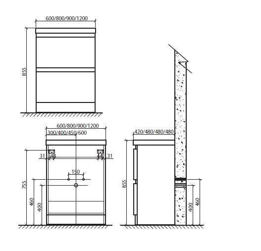 Тумба под раковину напольная BelBagno Energia-N 120 см с двумя выкатными ящиками - фото 2