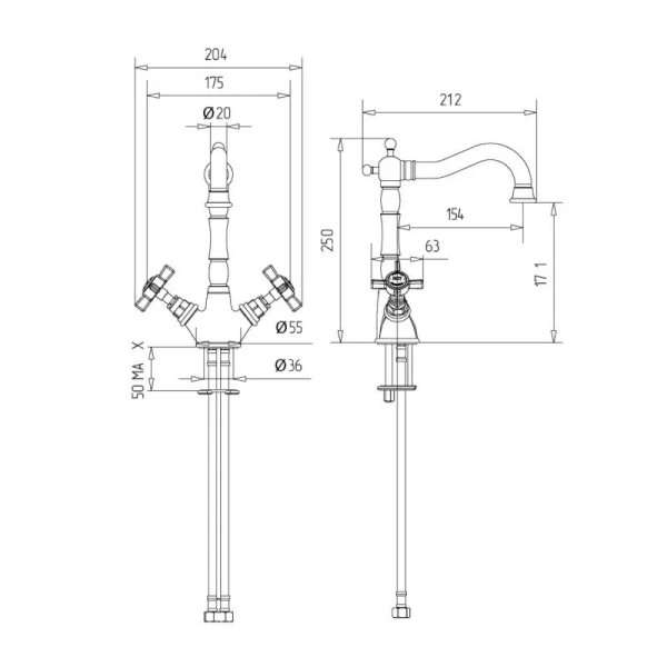 Смеситель для раковины Migliore Princeton 193 латунь - фото 2