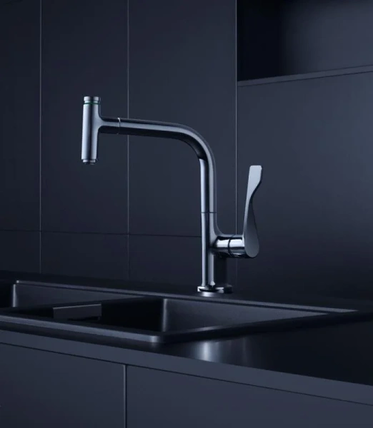 Смеситель для кухонной мойки Axor Citterio, 39861000, с вытяжным изливом, хром, с поворотным изливом, c выдвижным изливом (лейкой) - фото 6