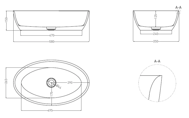 Раковина Salini Alda 58 см глянцевая - фото 2