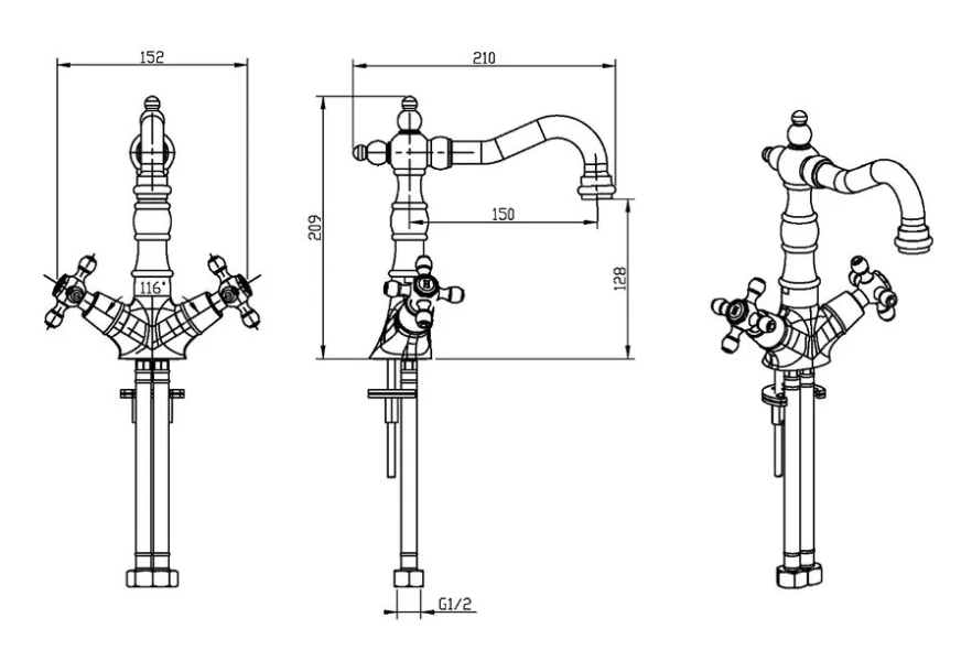 Смеситель для раковины Boheme Flora бронза, для раковины - фото 2