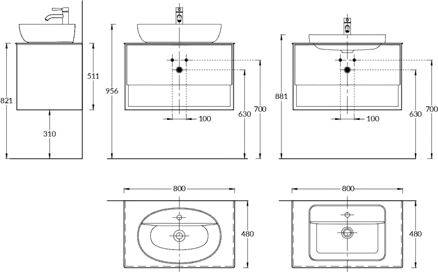 Тумба под раковину подвесная Kerama Marazzi Plaza Modern 80 см белая, под врезную раковину, под накладную раковину - фото 5