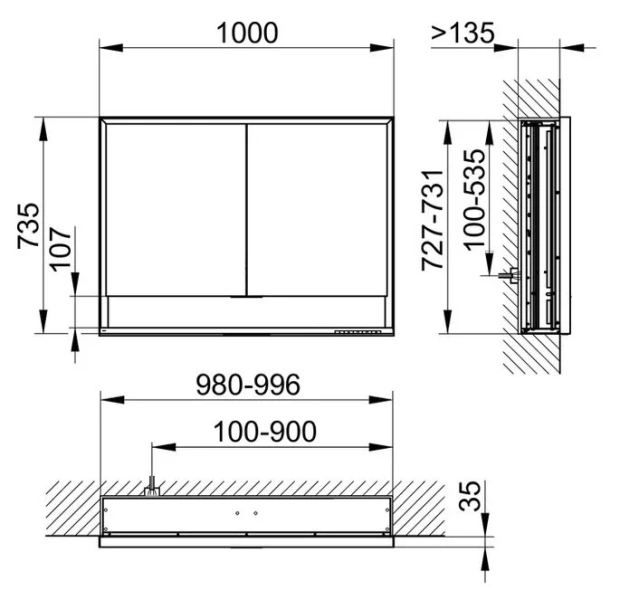 Зеркальный шкаф с подсветкой Keuco Royal Lumos 100 см с розеткой - фото 2
