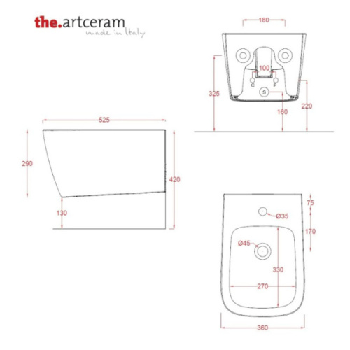Биде подвесное ArtCeram A16 blu avio - фото 2