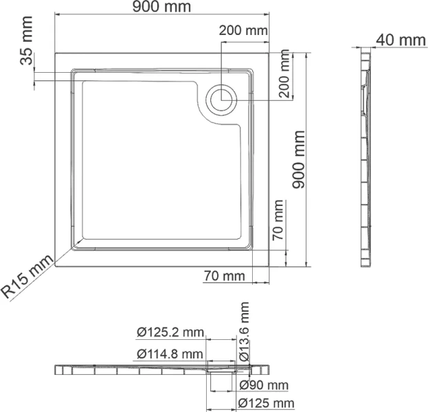Душевой поддон WasserKRAFT Salm 90x90 см белый - фото 3