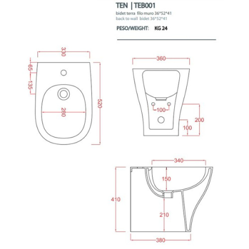 Биде напольное ArtCeram Ten TEB001, TEB003 - фото 3