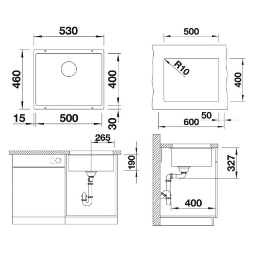Мойка для кухни Blanco Subline 500-U 53 см алюметаллик - фото 3