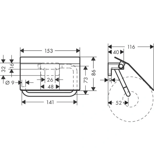 Бумагодержатель Hansgrohe AddStoris черный матовый, современные, hi-tech - фото 2