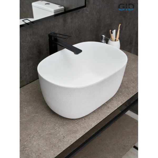 Раковина GID Creativo N9302wg 45 см белая матовая/белый графит - фото 4
