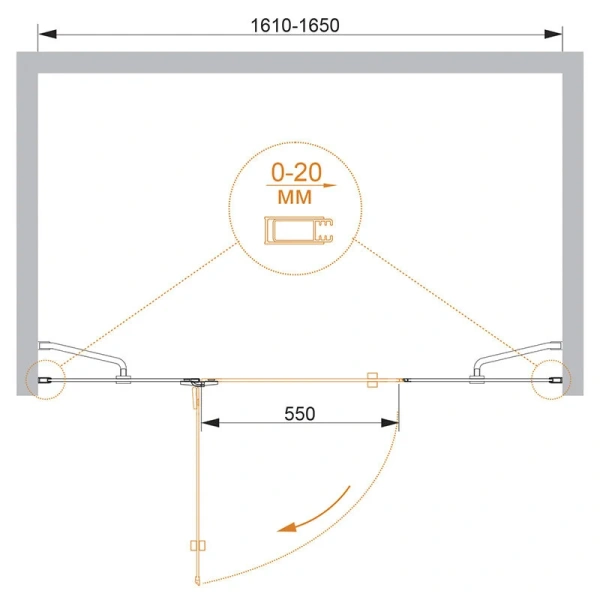 Душевая дверь в нишу Cezares Bergamo 165 см левая - фото 2