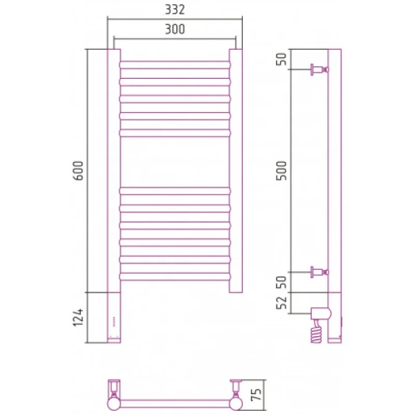 Полотенцесушитель электрический Сунержа Богема 3.0 30х60 см правый золото, современные, hi-tech - фото 2