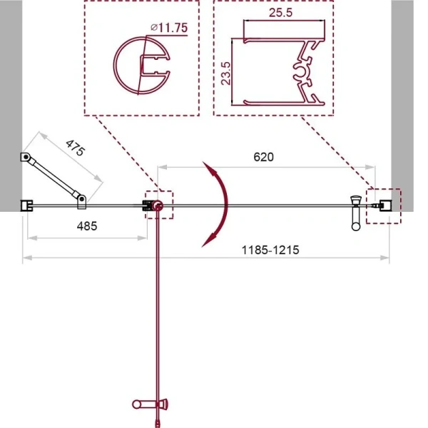 Душевая дверь в нишу BelBagno UNO 120 см стекло прозрачное - фото 2