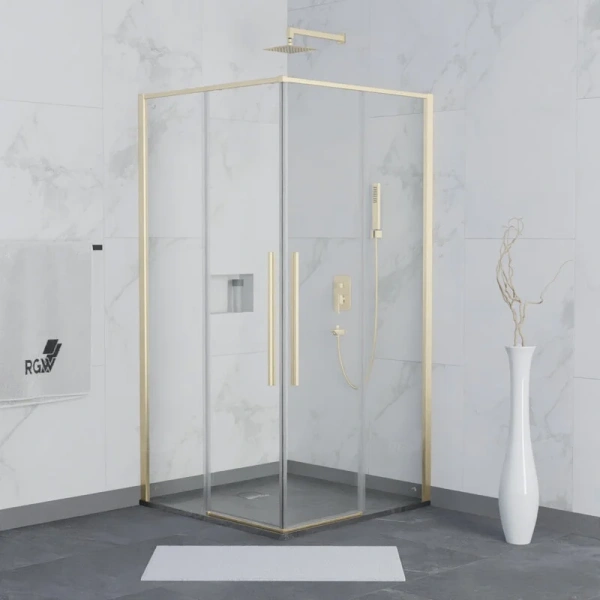 Душевой уголок RGW Stilvoll SV-31G 90x90 см профиль золото Brush, стекло прозрачное - фото 1