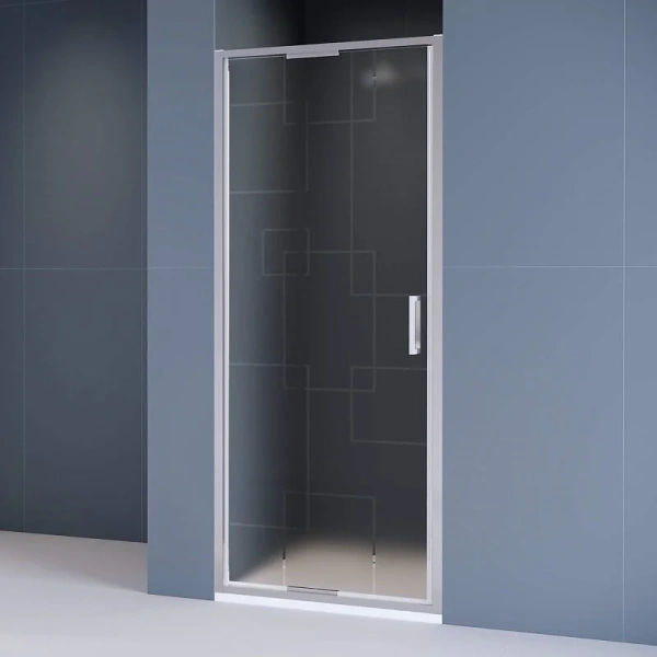 Душевая дверь в нишу RGW Stilvoll SV-05 90 см профиль хром стекло матовое с рисунком - фото 1