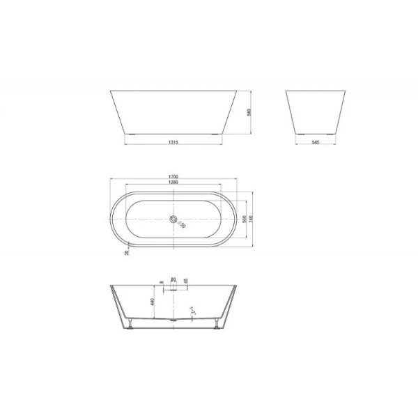 Ванна акриловая Abber AB9268-1.7 белая 170 x 74 см - фото 2