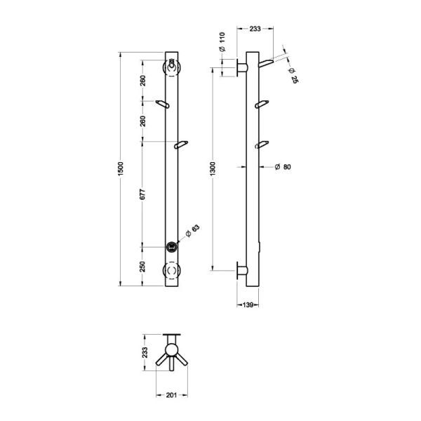 Полотенцесушитель электрический Boheme Oak 20х150 см бронза - фото 2