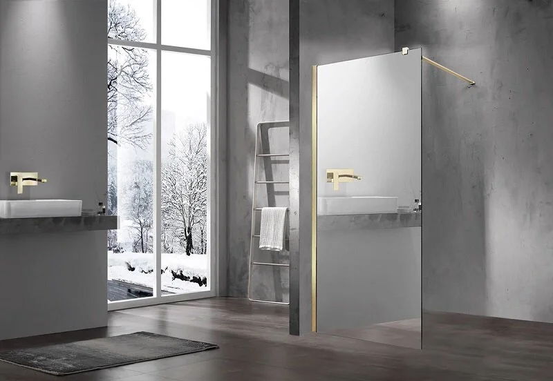 Душевая перегородка Vincea Walk In 90 см профиль матовое золото стекло зеркальное, золото - фото 3