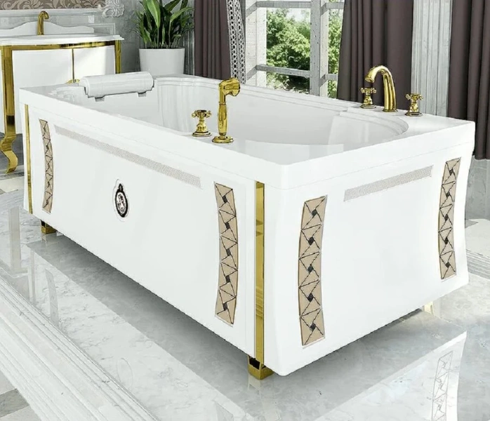 Акриловая ванна Fra Grande Анабель 4-01-4-0-1-420, 170 x 85 см, рама-подставка на декоративных ножках, комплект панелей, подголовник, бронза - фото 3