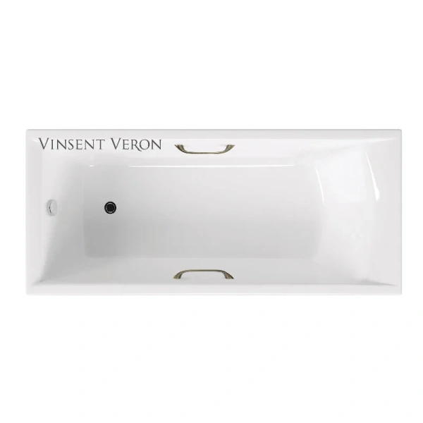 Чугунная ванна Vinsent Veron Devon VDV1807545H/VH0012BR, 180 x 75 см, ручки бронза, цвет белый - фото 1