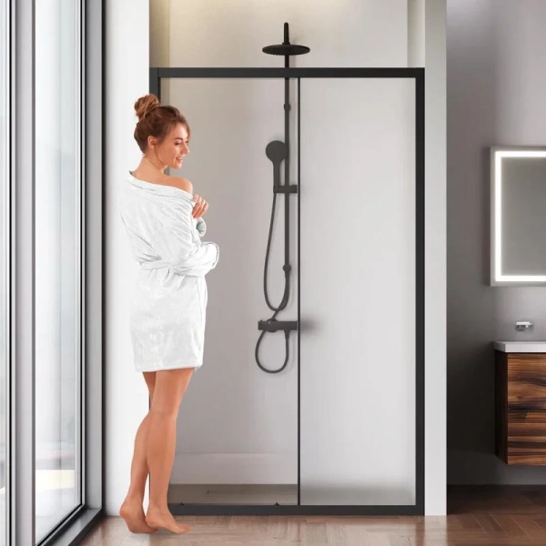 Душевая дверь в нишу AM.PM Gem Solo 120 см профиль черный стекло матовое index_1 - фото 9