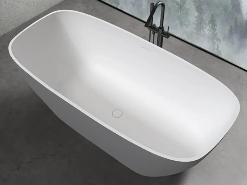 Ванна Uni-Flow Cono из искусственного камня Solid surface FS306-1700 Gloss White, 170 х 80 см, белая, овальные - фото 5