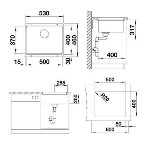 Мойка для кухни Blanco Etagon 500-U 53 см жасмин - фото 2