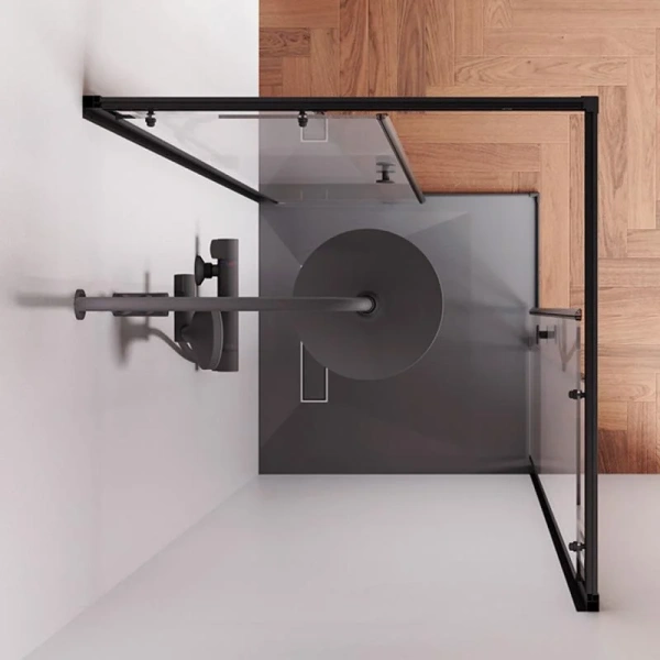 Душевой уголок Am.Pm X-Joy 80x80 см профиль черный матовый, стеклянные, угловые, без поддона - фото 6