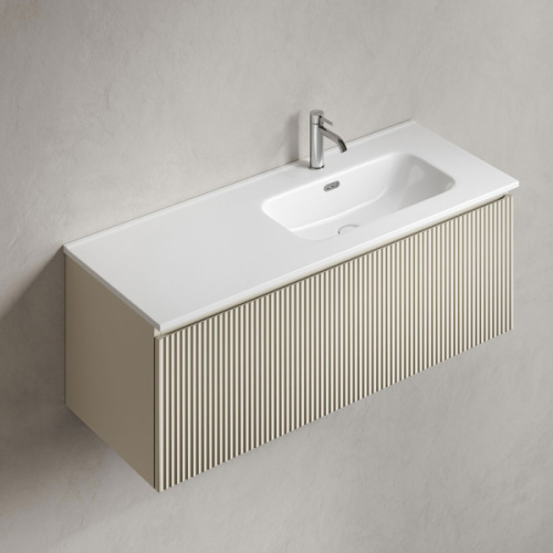 Тумба под раковину подвесная Sancos Snob R 1.0 120 см правая beige soft, моноблок - фото 5