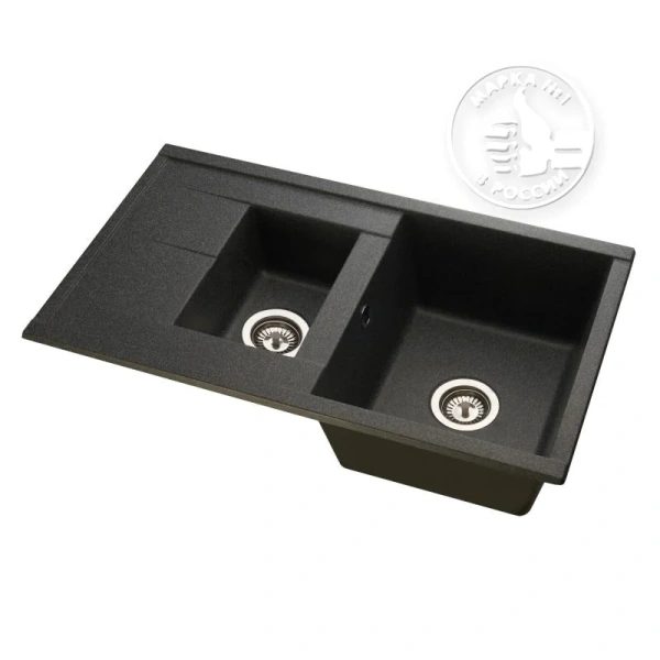 Мойка для кухни Акватон Делия 87 см графит, из искусственного мрамора - фото 3