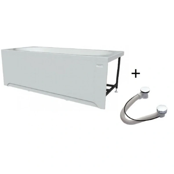 Акриловая ванна Радомир Вальс 1-01-2-0-1-194К, 190 x 90 см, каркас, фронтальный экран, сифон, слив-перелив автомат в комплекте, белая/хром, прямоугольные - фото 5