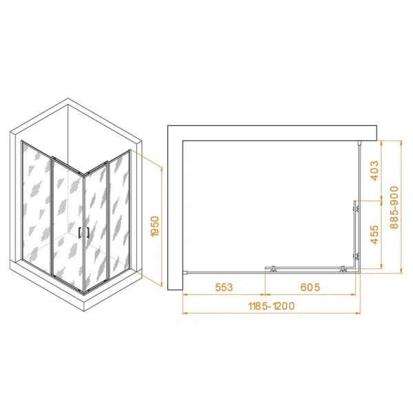 Душевой уголок RGW Passage PA-040 120x90 см профиль хром, стекло прозрачное - фото 2
