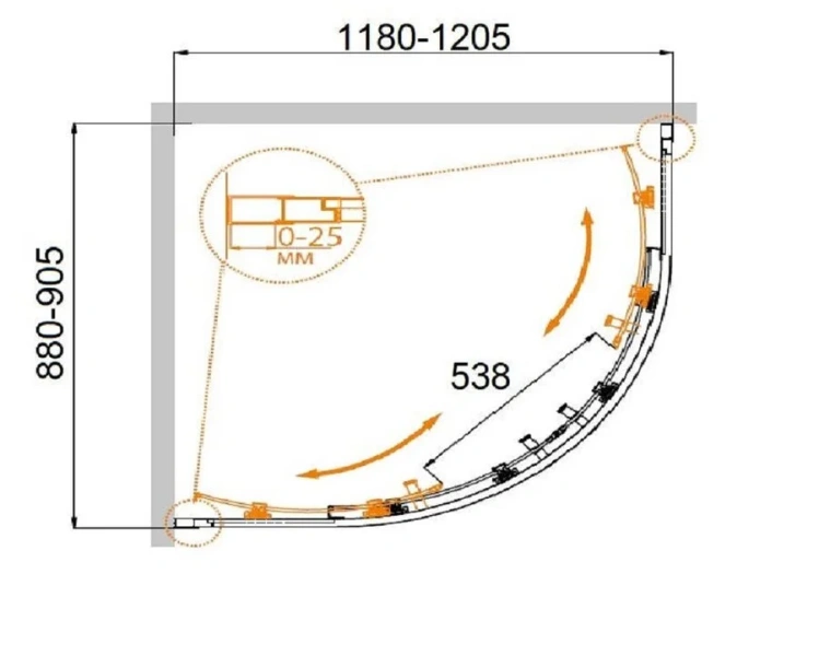 Душевой уголок Cezares Molveno 120х90 см стекло рифленое профиль хром, хром - фото 4