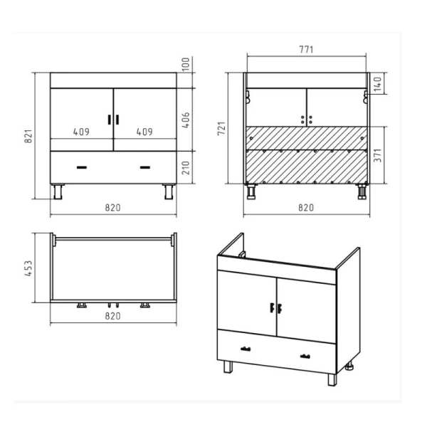 Тумба с раковиной напольная Misty Дива 85 см прямоугольная - фото 2