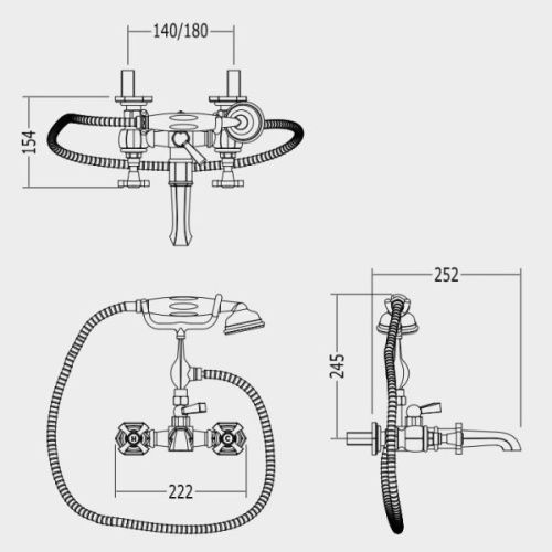 Смеситель для ванны с лейкой и шлангом Devon&Devon Jubilee ADNJ34 - фото 3