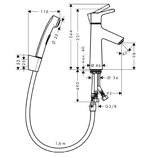 Смеситель с гигиеническим душем Hansgrohe Talis S хром - фото 2