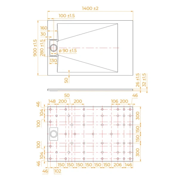 Душевой поддон RGW TUS-W 90x140 см белый - фото 2
