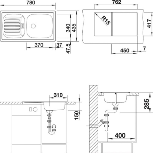 Мойка для кухни Blanco Flex Mini 78 см сталь матовая - фото 3