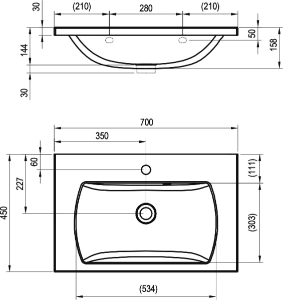 Раковина мебельная Ravak Classic II 70 см белая index_1 - фото 3