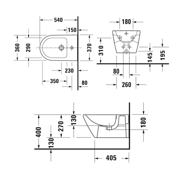 Биде подвесное Duravit D-Neo белое - фото 2